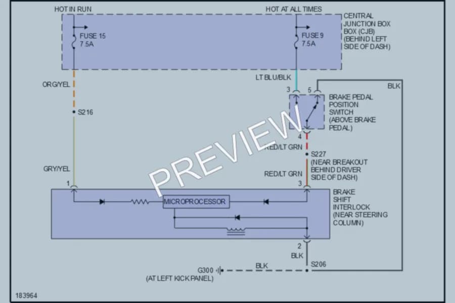 2004 Ford ExplorerSportTrac Shift Interlock wiring diagram preview