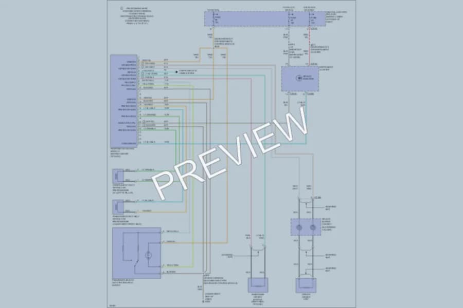 2004 Ford F350 Super Duty Supplemental Restraints wiring diagram preview with protected circuit layout