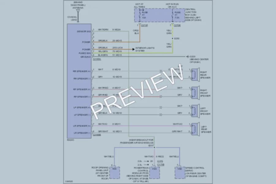 2004 Ford Focus Radio wiring diagram preview