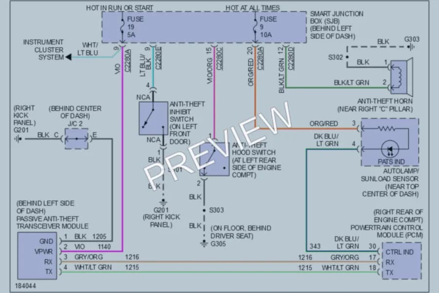 2004 Ford Freestar Anti Theft wiring diagram preview