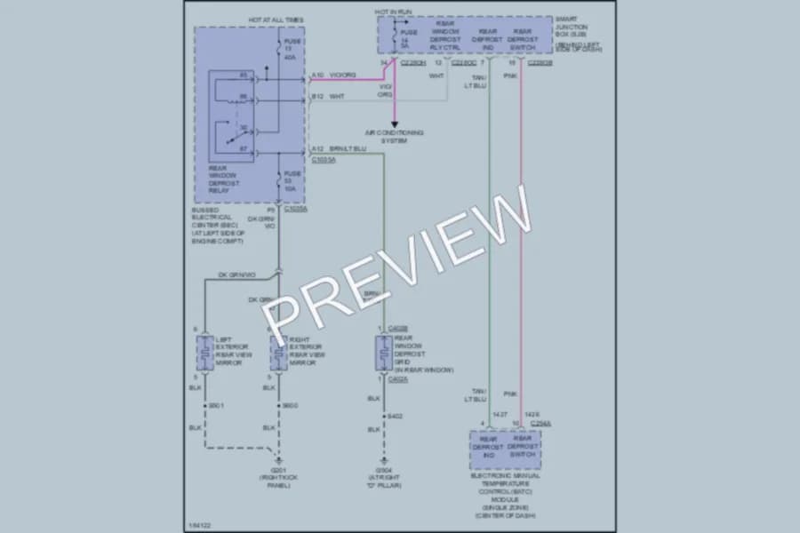2004 Ford Freestar Defoggers wiring diagram preview
