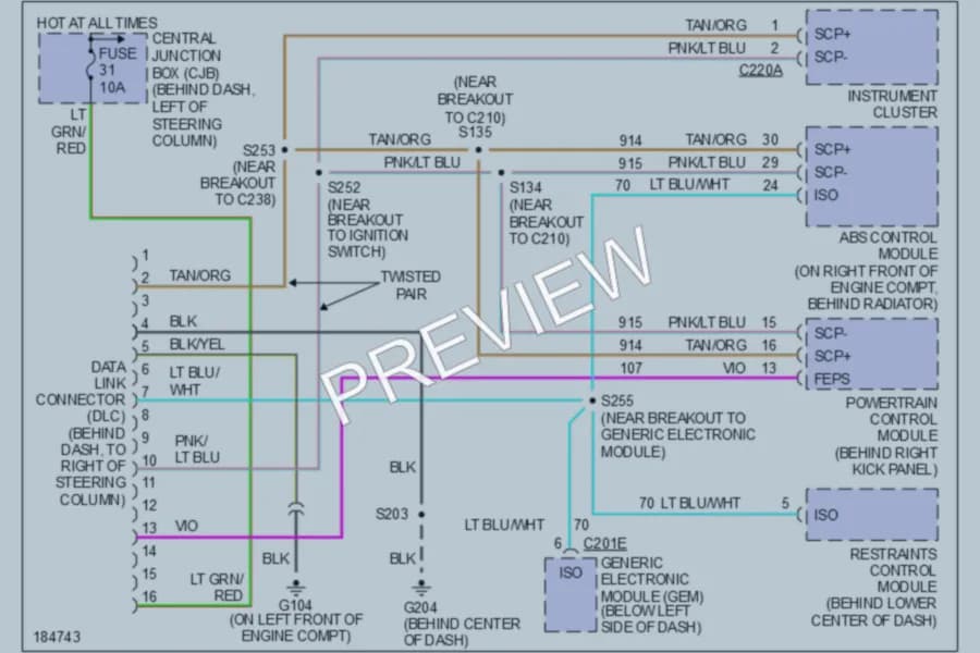 2004 Ford Mustang Computer Data Lines wiring diagram preview