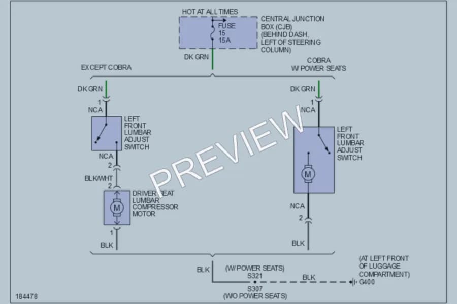 2004 Ford Mustang Power Seats wiring diagram preview