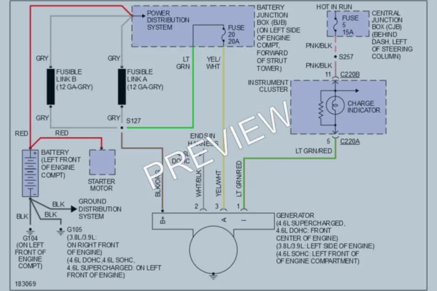 2004 Ford Mustang Starting Charging wiring diagram preview