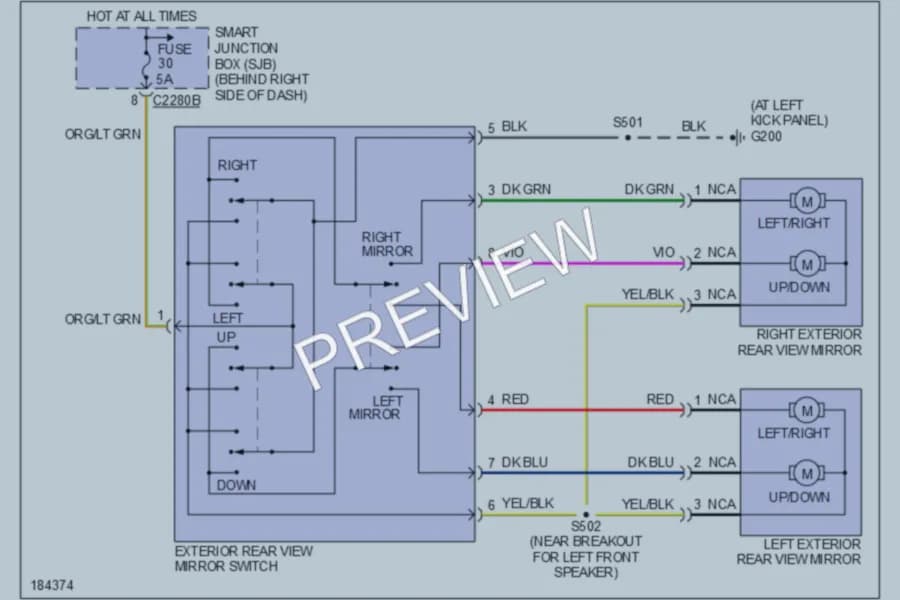 2004 Ford Ranger Power Mirrors wiring diagram preview