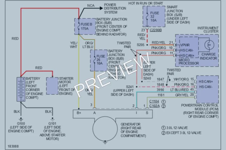 2004 Ford Taurus Starting Charging wiring diagram preview