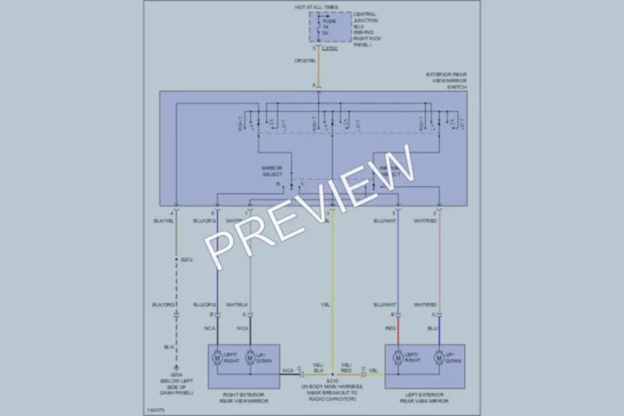 2004 Ford Thunderbird Power Mirrors wiring diagram preview