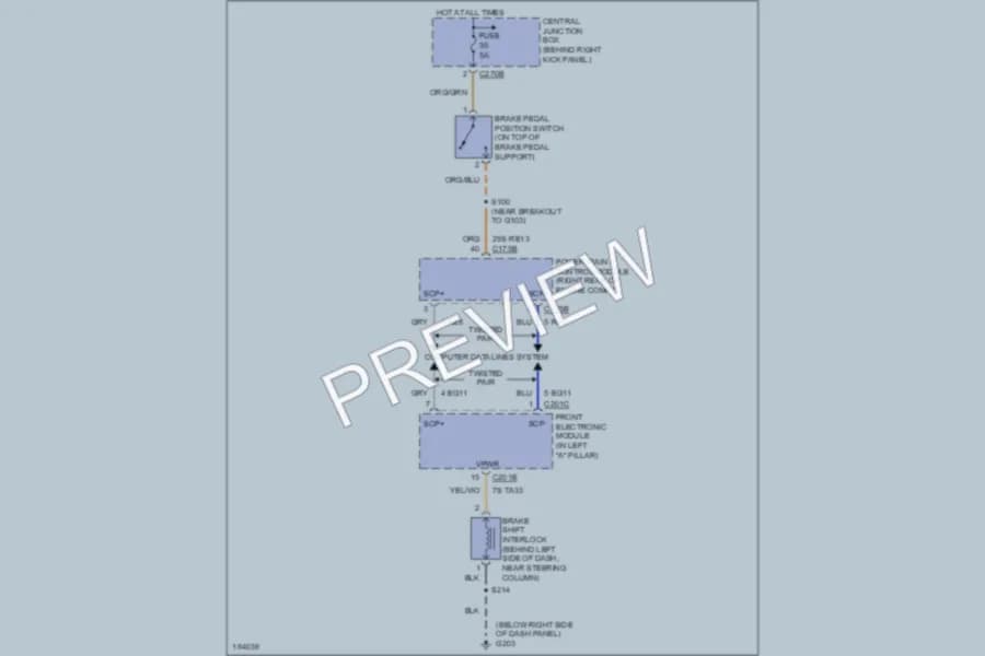 2004 Ford Thunderbird Shift Interlock wiring diagram preview