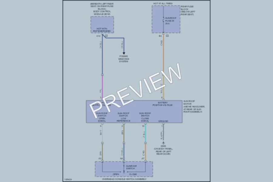 2004 GMC EnvoyXUV Power Top Sunroof wiring diagram preview
