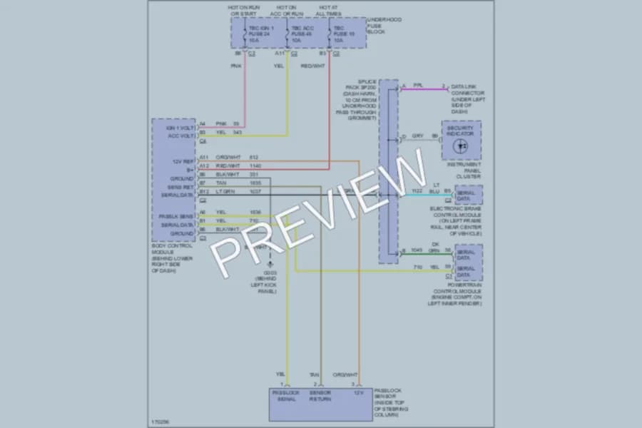 2004 GMC G3500 Anti Theft wiring diagram preview with protected circuit layout
