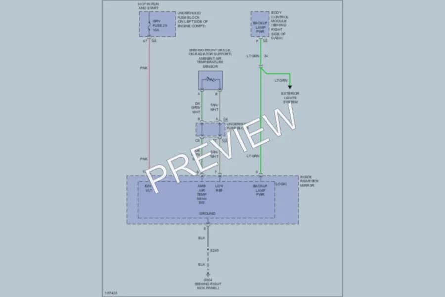 2004 GMC H1500 Power Mirrors wiring diagram preview with protected circuit layout