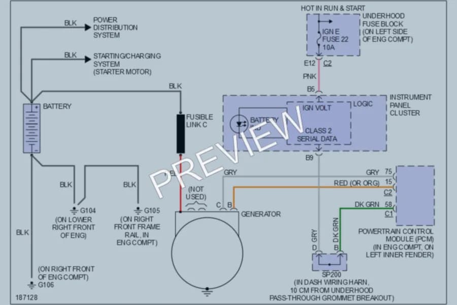2004 GMC H1500 Starting Charging wiring diagram preview with protected circuit layout