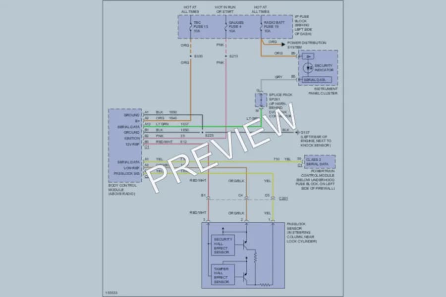 2004 GMC Safari Anti Theft wiring diagram preview