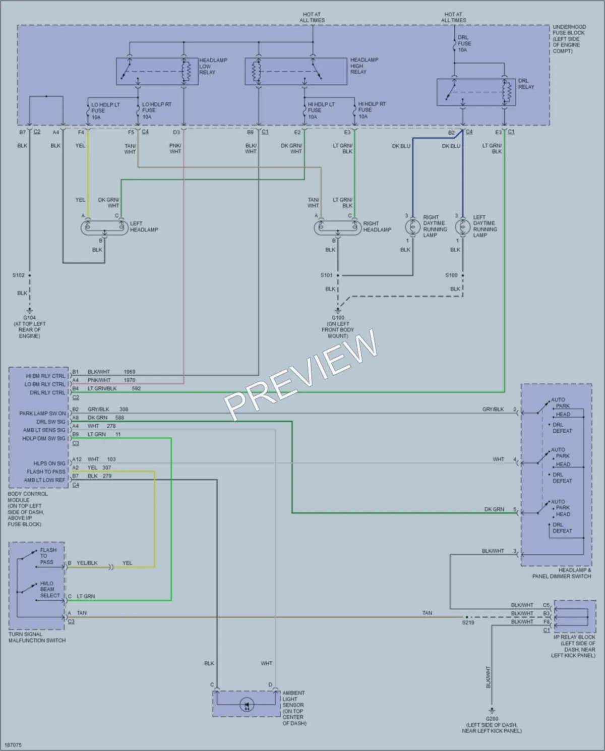 2004 HUMMER H2 Headlights wiring diagram preview