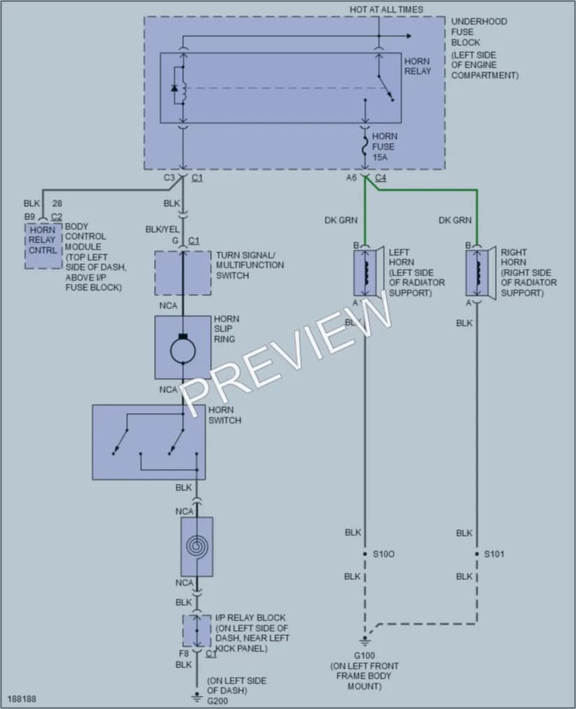 2004 HUMMER H2 Horn wiring diagram preview