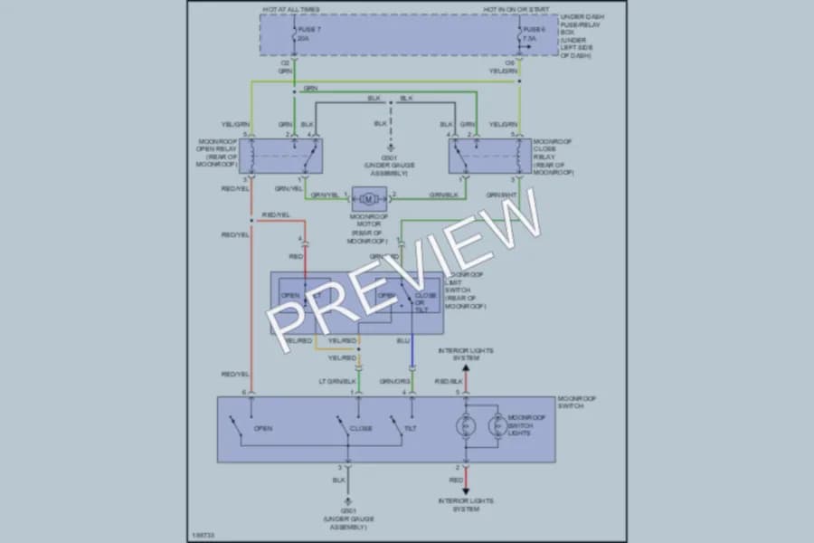 2004 Honda Civic Power Top Sunroof wiring diagram preview