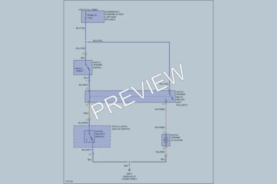 2004 Honda Insight Trunk Tailgate Fuel Door wiring diagram preview