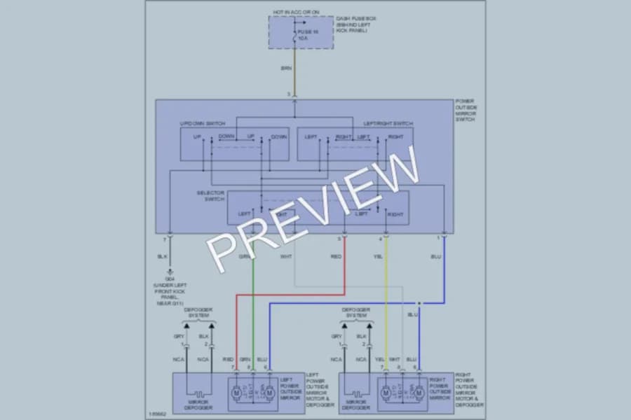 2004 Hyundai Accent Power Mirrors wiring diagram preview