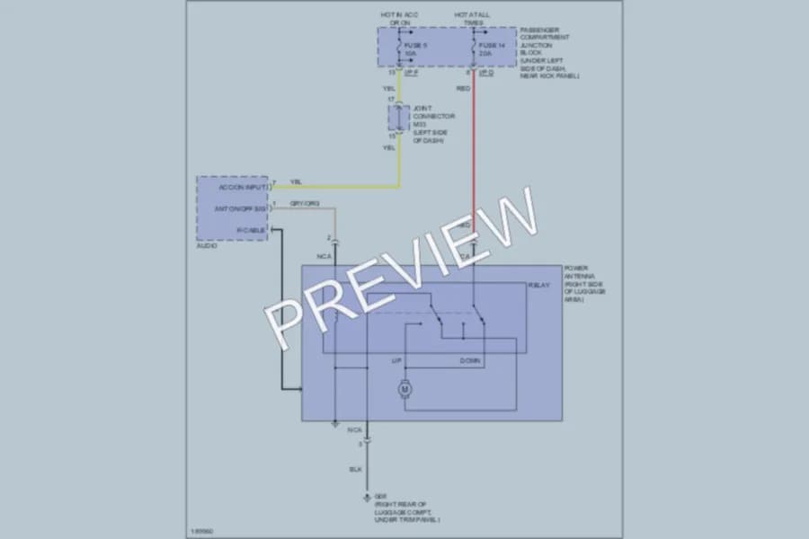 2004 Hyundai Elantra Power Antenna wiring diagram preview