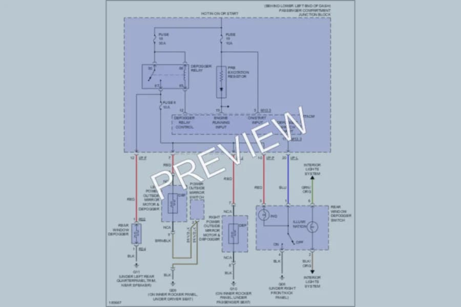 2004 Hyundai SantaFe Defoggers wiring diagram preview
