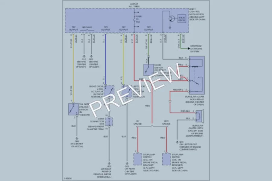 2004 Hyundai Tiburon Anti Theft wiring diagram preview