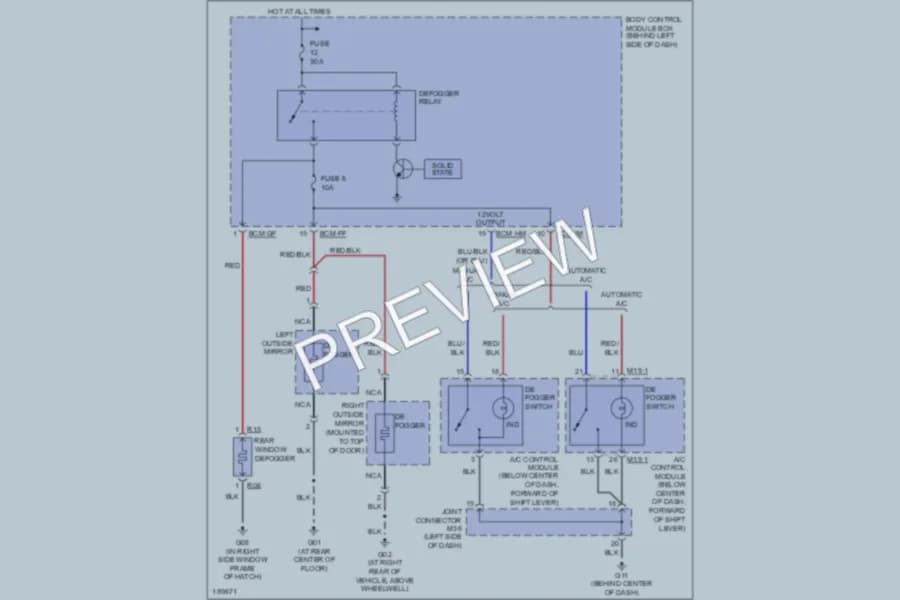 2004 Hyundai Tiburon Defoggers wiring diagram preview