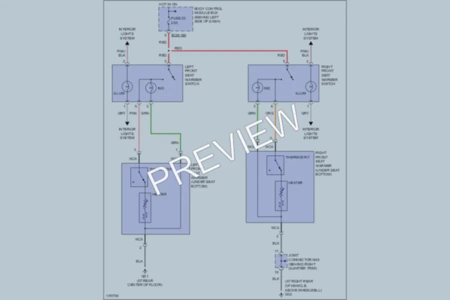 2004 Hyundai Tiburon Power Seats wiring diagram preview