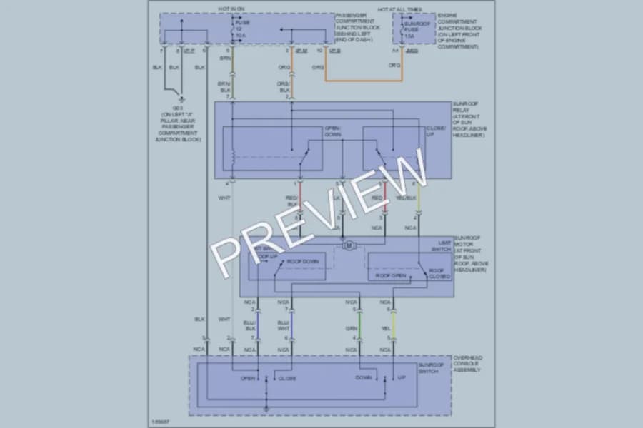 2004 Hyundai XG350 Power Top Sunroof wiring diagram preview