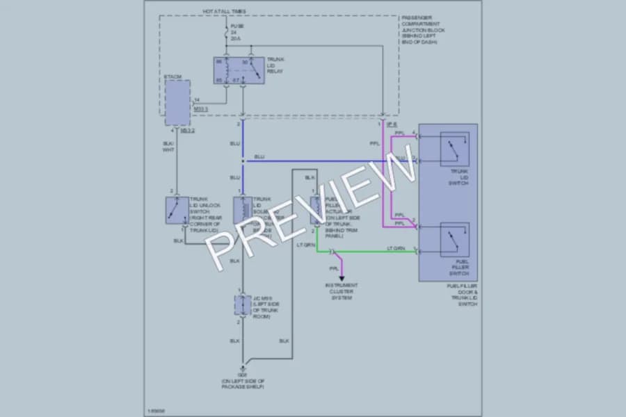 2004 Hyundai XG350 Trunk Tailgate Fuel Door wiring diagram preview