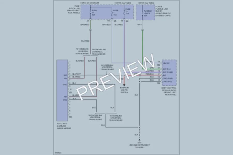 2004 Infiniti FX35 Power Mirrors wiring diagram preview