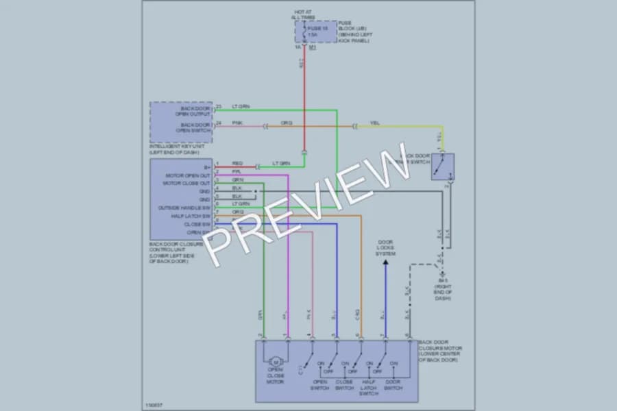 2004 Infiniti FX45 Trunk Tailgate Fuel Door wiring diagram preview