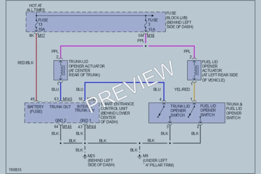 2004 Infiniti I35 Trunk Tailgate Fuel Door wiring diagram preview