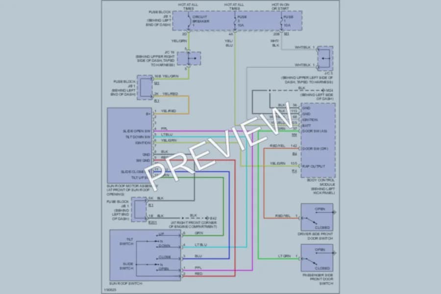 2004 Infiniti M45 Power Top Sunroof wiring diagram preview