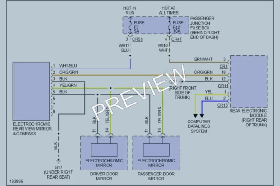2004 Jaguar VandenPlas Power Mirrors wiring diagram preview
