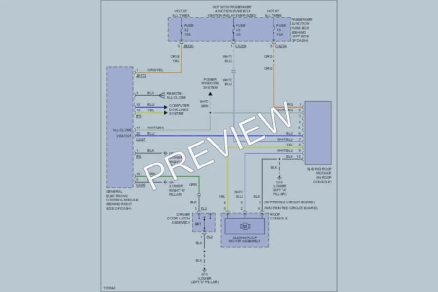 2004 Jaguar XType Power Top Sunroof wiring diagram preview