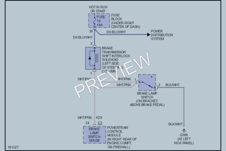 2004 Jeep Wrangler Shift Interlock wiring diagram preview