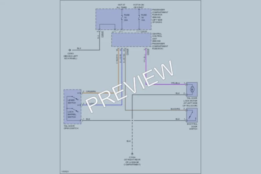 2004 LandRover Freelander Trunk Tailgate Fuel Door wiring diagram preview