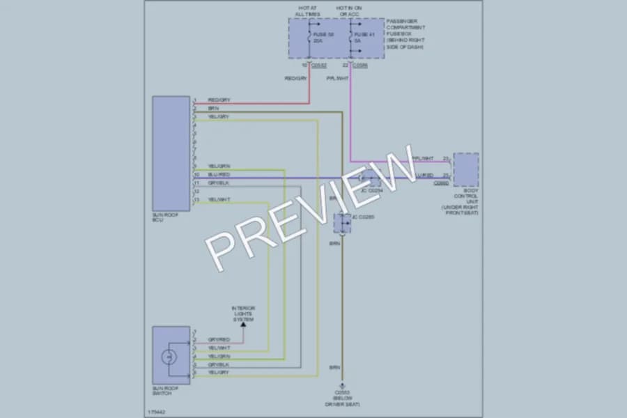 2004 LandRover RangeRover Power Top Sunroof wiring diagram preview
