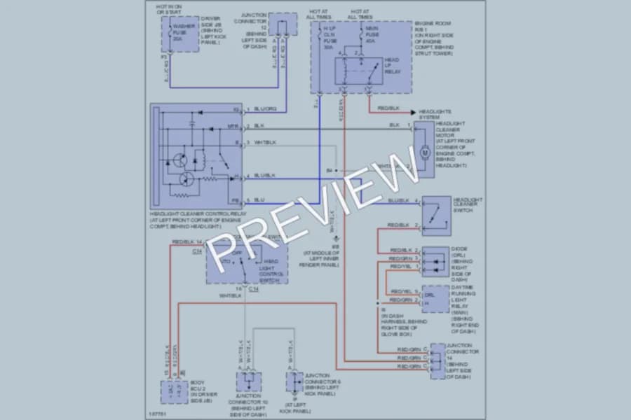 2004 Lexus GS430 Wiper Washer wiring diagram preview