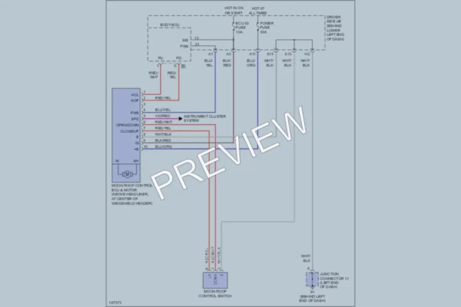 2004 Lexus GX470 Power Top Sunroof wiring diagram preview
