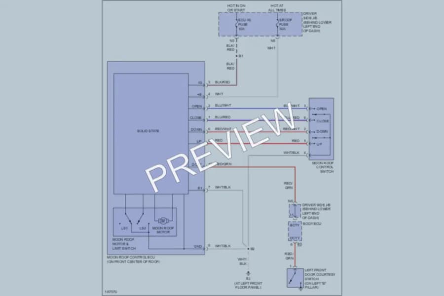 2004 Lexus IS300 Power Top Sunroof wiring diagram preview