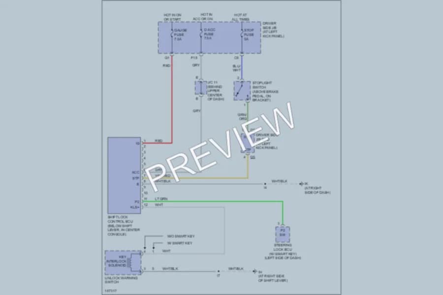 2004 Lexus LS430 Shift Interlock wiring diagram preview
