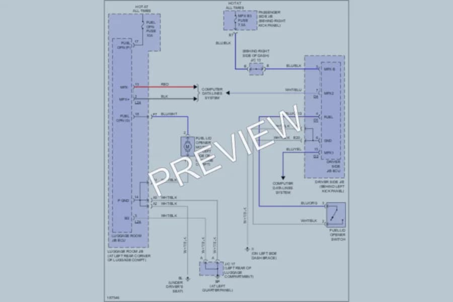 2004 Lexus SC430 Trunk Tailgate Fuel Door wiring diagram preview
