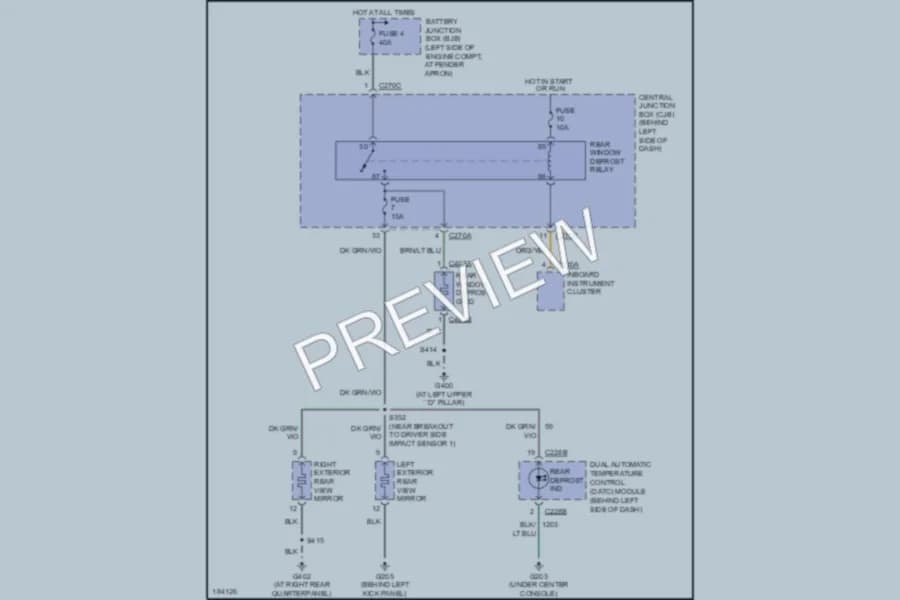 2004 Lincoln Aviator Defoggers wiring diagram preview