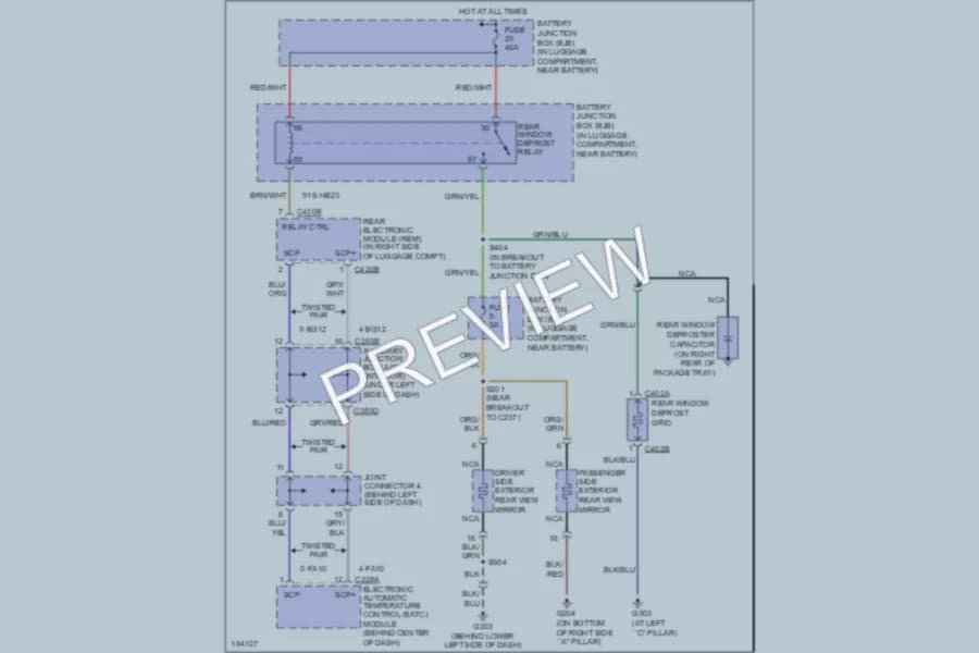 2004 Lincoln LS Defoggers wiring diagram preview