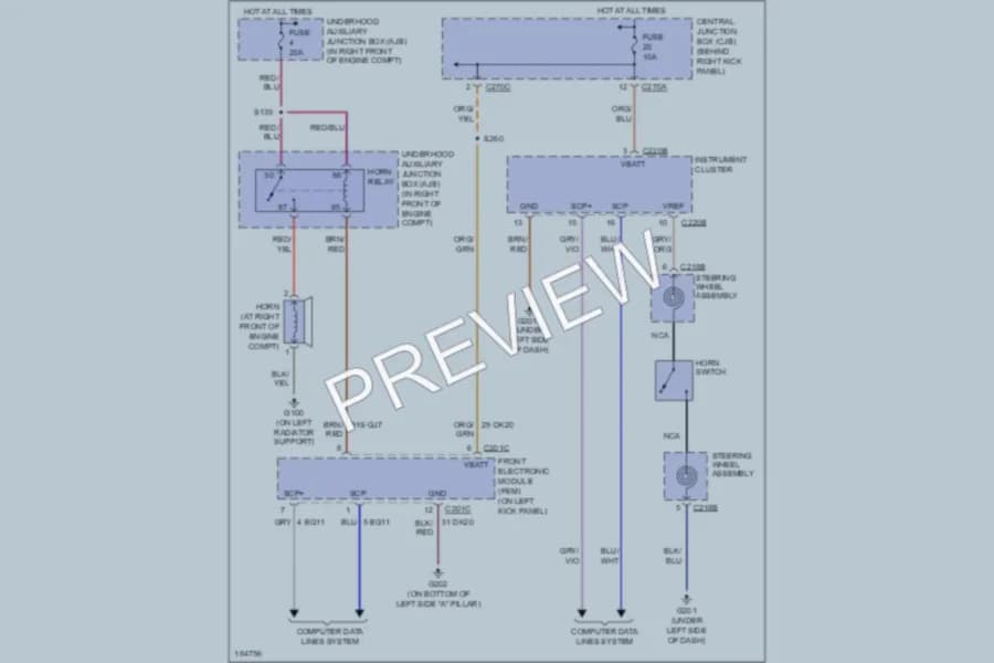 2004 Lincoln LS Horn wiring diagram preview