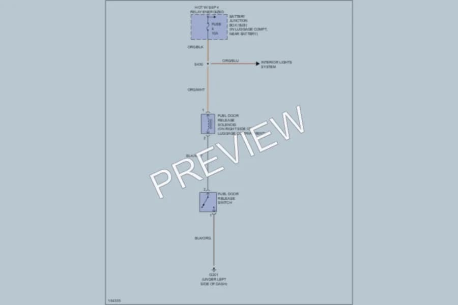 2004 Lincoln LS Trunk Tailgate Fuel Door wiring diagram preview