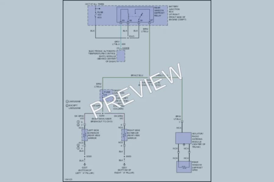 2004 Lincoln TownCar Defoggers wiring diagram preview