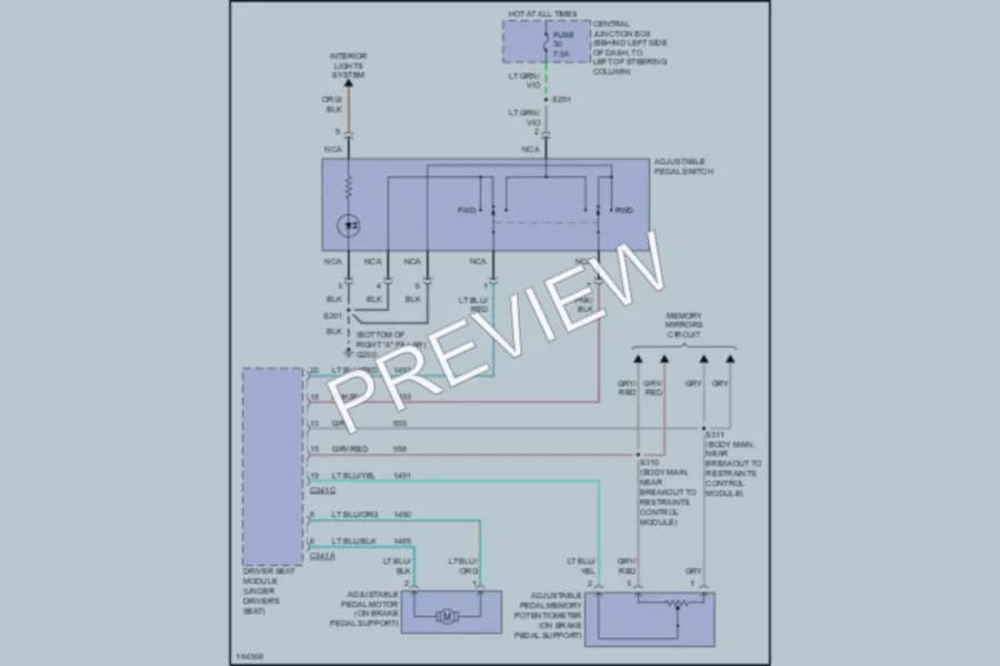 2004 Lincoln TownCar Memory Systems wiring diagram preview