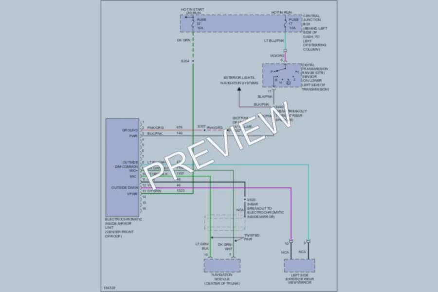 2004 Lincoln TownCar Power Mirrors wiring diagram preview